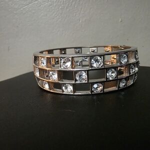 Elegant Silver and Gold Crystal Bracelet